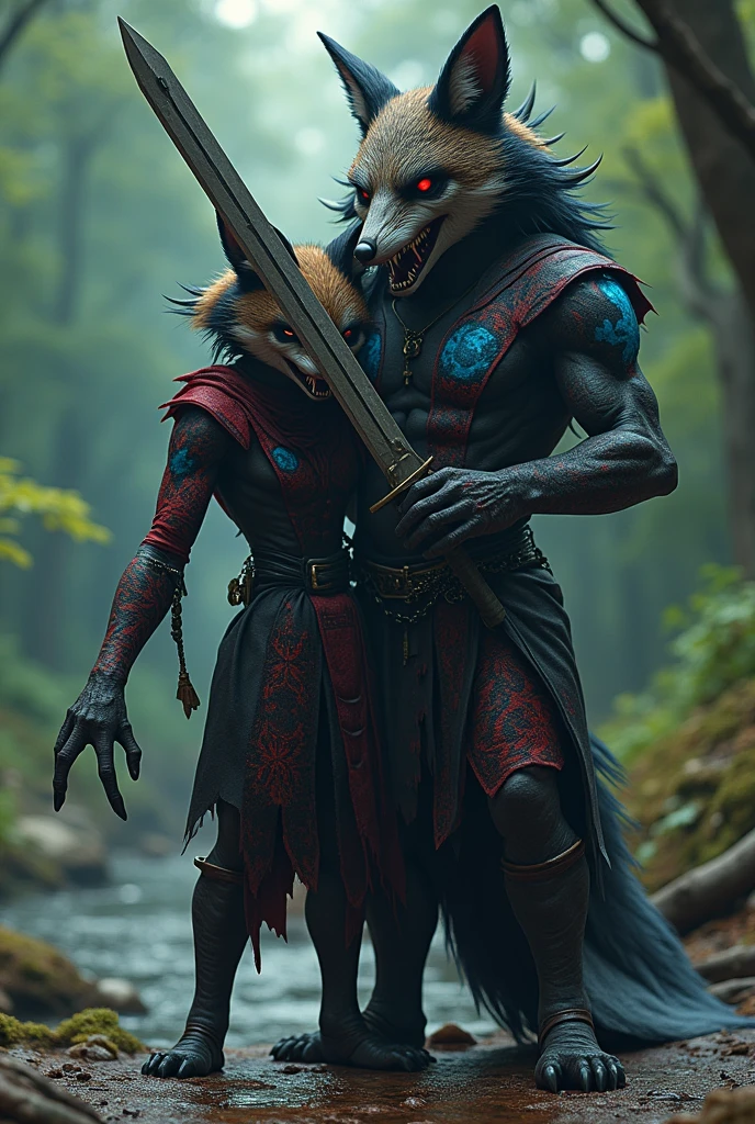 Full Length Shot, wolf
anthropomorphism, shaman wizard, chinese ink
style,amazing epic chinese ancient theme,
martial arts style, Chinese fairy tale, highly
detailed, dynamic, cinematic, stunning, realistic
lighting and shading, vivid, vibrant, 8k,octane
render, unreal engine, very detailed, concept art,
realistic, Cry engine,