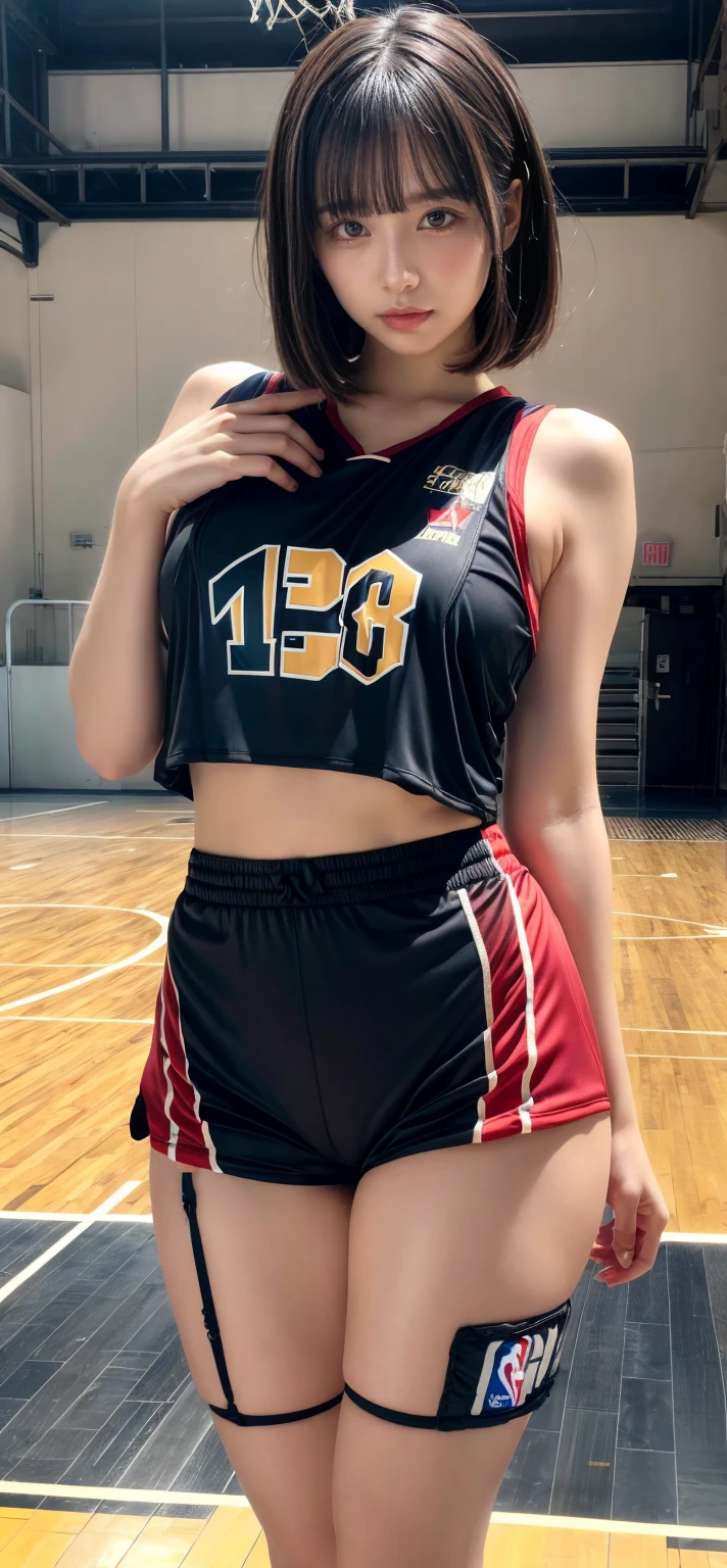 (FW), 1womanl, Solo, 24 years of age, 7headed body, (cute face), (Ideal body proportions), Long , volleyball field, Volleyball uniform, Volleyball offense, Wearing sweat, The costume is pure, Wet, Smiling smile, short-hair, Dark hair, small tits, slenderness, Small buttocks, beautifullegs, Skinny legs, surrealism, Cinematic lighting, depth of fields, One-person viewpoint, f/1.8, 135 mm, NFFSW, masutepiece, ccurate, ((Anatomically correct)), Textured skin, Super detail, High details, High quality, awardwinning, Best quality, A high resolution, 8K