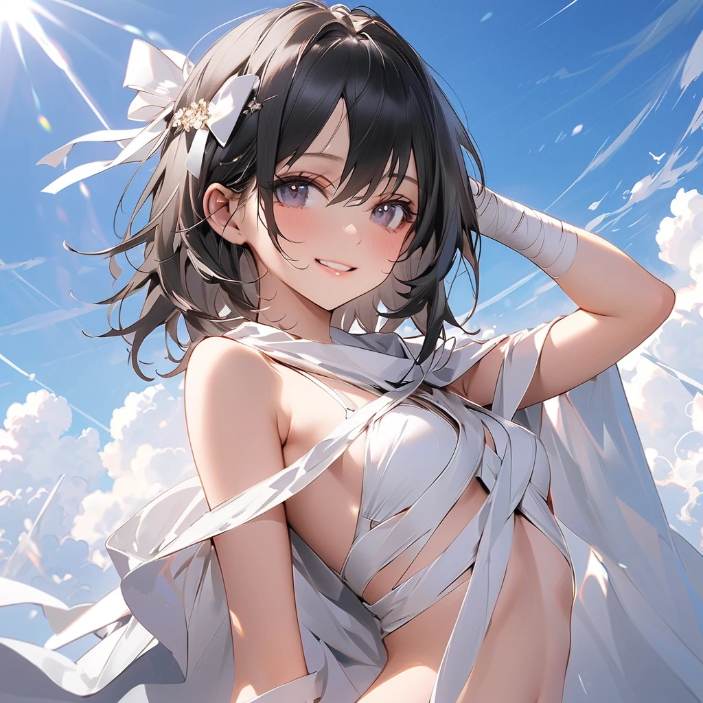 Japanese 15 year old angel naked1masturbating with someone、sky above the clouds、She's looking at us..、はみ出るI can see pubic hair、I'm shy、You can see pink nipples、everyone is naked、One is a slender woman with dark brown hair and a fluffy long bob.、Breasts that are too big and saggy、saggy breasts、Sagging chest、super big breasts、Busty and bursting、super big breasts、、、shaggy public hair. under hair. I can see pubic hair、There are big angel wings on his back.、R18 illustration、erotic manga、Erotic illustration、2D illustration、Japan anime、drawn by Japanese ilastrator、high resolution、4K quality、high quality、High resolution、5 million pixels、high detail、No correction、masturbation、