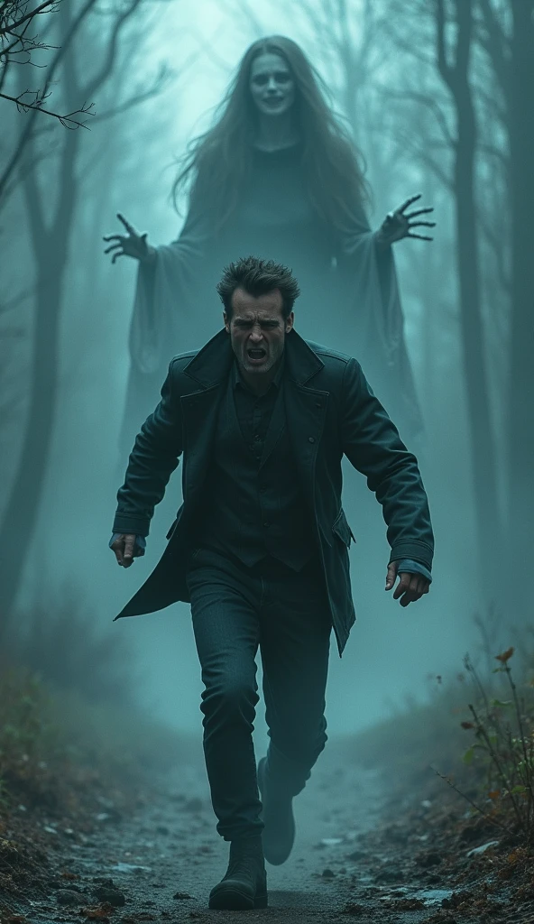 side view, a man floating in mid-air falling down the void, centered, wearing a blue jacket, lateral view. the wide infinite walls are filled entirely with demonic monsters with black melting skin, overlapping and interwhinted monsters, hundreds of monsters strech their claws trying to reach the man body, horror art, windblown, dim light, digital illustration, long shot, dramatic light, long aerial shot, fog and mist atmosphere, hundreds of claws, inmense void, speed sensation, gloom and eerie, windblown, monsters hundred arms, obscure, despair, gray blue and carmin color palette, handraw