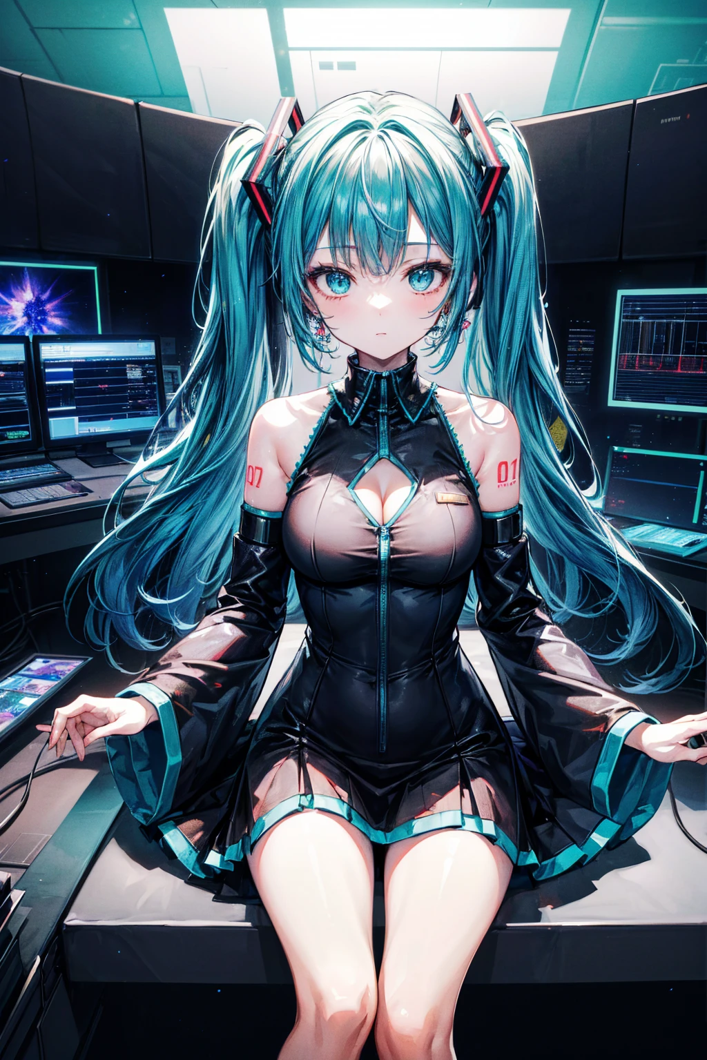 (Princess Knight), hatsune miku, ((wearing armor)), Angel wings, cyberpunk, noise removal, illustration, neon lights on the, Tabletop、Exquisite design、Visual Arts、Concept Artist、Five Fingers, Perfect body, {{{masterpiece}}}, {{{Highest quality}}}, {{Very detailed}}, {shape}, {{Very delicate and beautiful}},Improved cost performance、All Roles、Canon 5D MK4でphotograph、photograph,