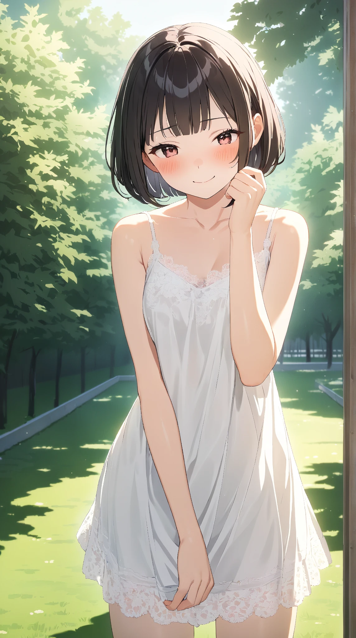 1 girl、smile、cute naked、camisole、、(small breasts)、Portrait from the crotch to the top、