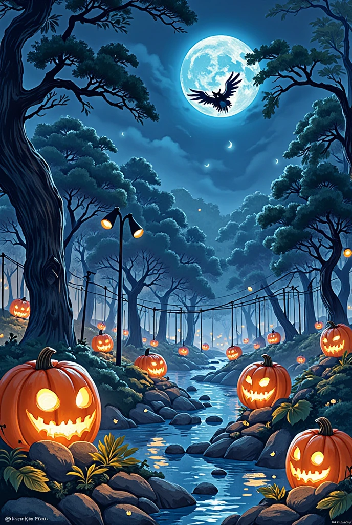 HalloweenGlowStyle ，Playground，Halloween,  dark , atmosphere, night, glow, (masterpiece:1.3) ( Best quality:1.2) (High quality:1.1)