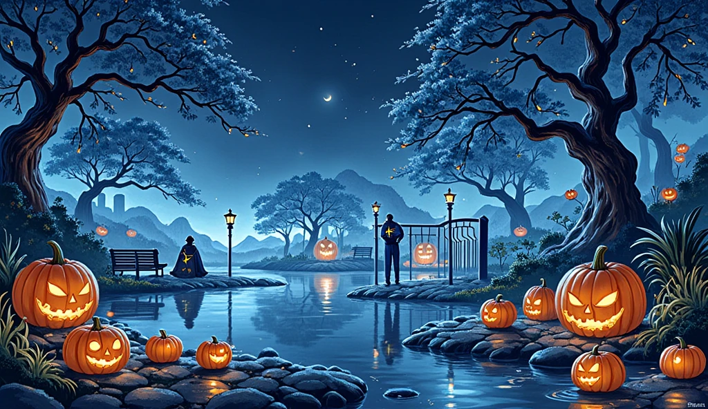 HalloweenGlowStyle ，Playground，Halloween,  dark , atmosphere, night, glow, (masterpiece:1.3) ( Best quality:1.2) (High quality:1.1)