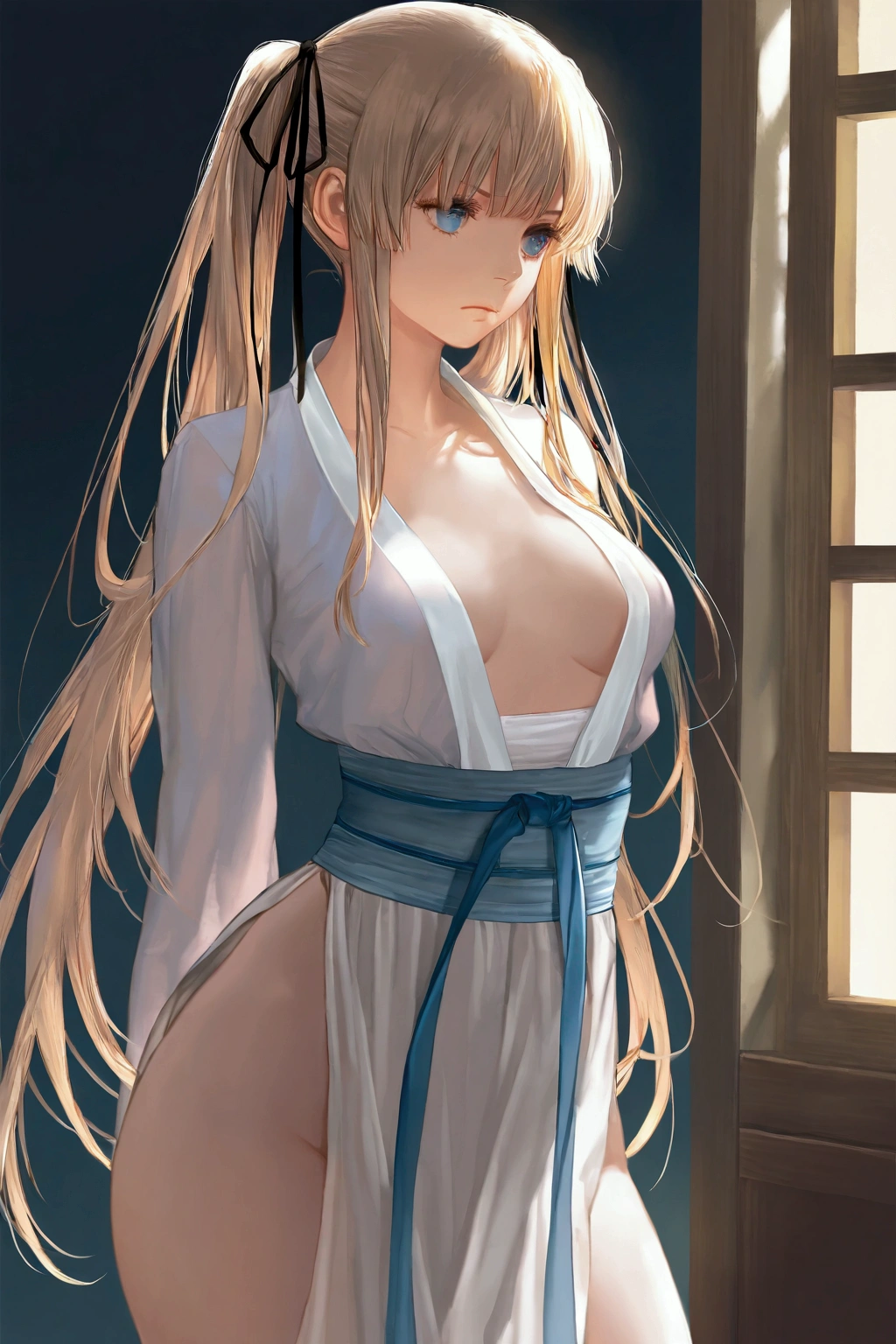 sawamura_spencer_eriri, masterpiece, best quality, realistic, 8k, official art, cinematic light, ultra high res, perfect female body, sharp focus, guofeng, hanfu, 1girl, solo, chinese clothes, realistic, breasts, wide_hips, deep_penetration, frown,