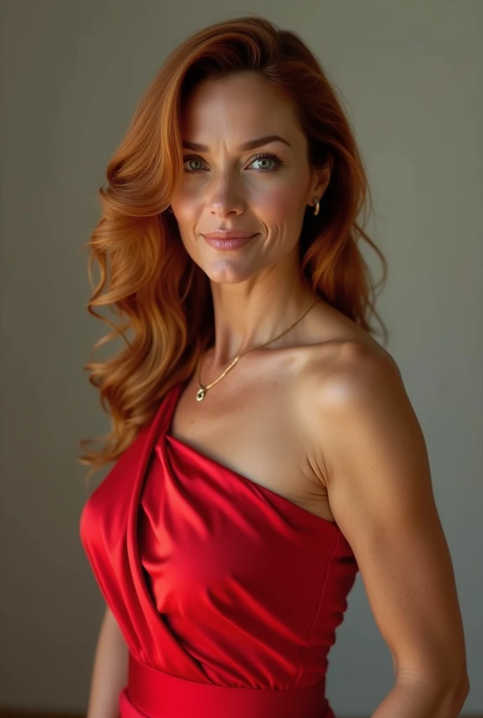 masterpiece, Best quality , ((Salar)), 4k,8K, Create a 40-year-old woman, big , red dress.