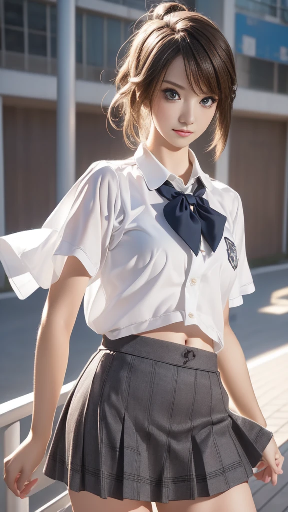 high school girl,(random sexy dance pose),(Highest image quality, (8K), Ultra-realistic, Best Quality, High quality, High Definition, high quality texture, high detailing, Beautiful detailed, fine detailed, extremely details CG, Detailed texture, realistic, masterpiece, presence, Dynamic, Bold)、(skirt-lift)