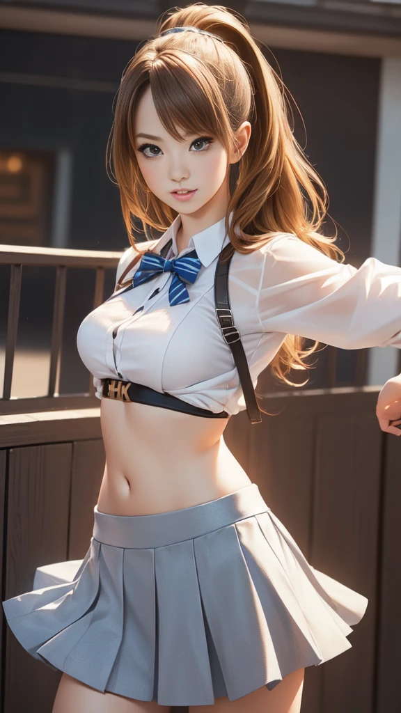 high school girl,(random sexy dance pose),(Highest image quality, (8K), Ultra-realistic, Best Quality, High quality, High Definition, high quality texture, high detailing, Beautiful detailed, fine detailed, extremely details CG, Detailed texture, realistic, masterpiece, presence, Dynamic, Bold)、(skirt-lift)