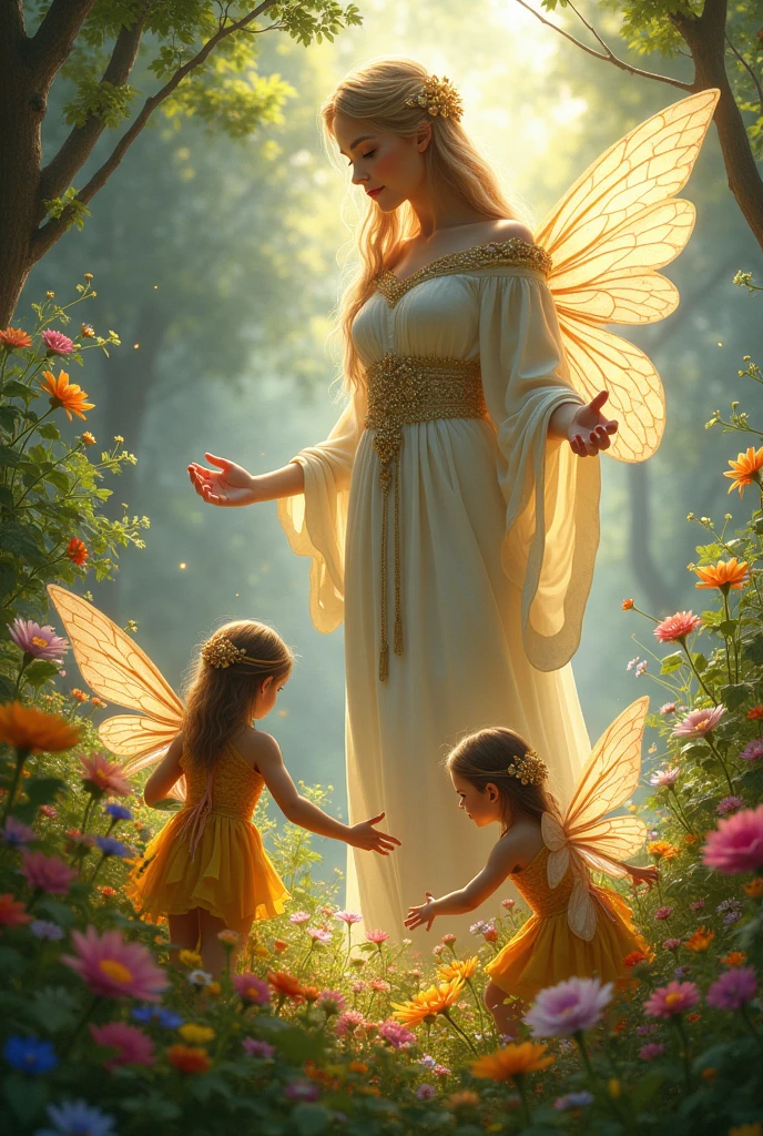 masterpiece、highest quality、8K、realperson、Realistic、Very detailed CG、shiny skin、Fully Focused、skyline、The Glory of God、shining brightly、Angel、blessings、happiness、 baby angel wings lots of flowers wearing a flower dress flower crown on head