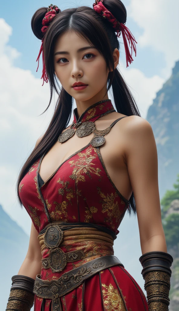 A Japanese woman walking in the city，Buildings，A plant，ssmile，Mixed Korean，The background is blurred out，focal，电影灯光，(((tmasterpiece))), ((best qualtiy)), ((Complex and detailed)), ((ultra-realistic realism)), Ridiculous resolution, A MILF, Mature woman, ssee-through, highly  detailed, illustratio, 1girll, (huge tit), Thin waist and thick hips，long leges，beatiful detailed eyes, short detailed hair, brunette color hair, a purple eye, (Indian costumes:1.2)，American Indian，Headdress Eagle Feather Crown，Traditional Indian costumes，Indian tribes，Indian tribal totem，Totem tattoo，Indian ornaments，Colorful costumes of Indians，（No underwear），pantiess, detailed back ground, perfect  eyes, Seductive eye, looking at viewert, From the front，Wear light，
