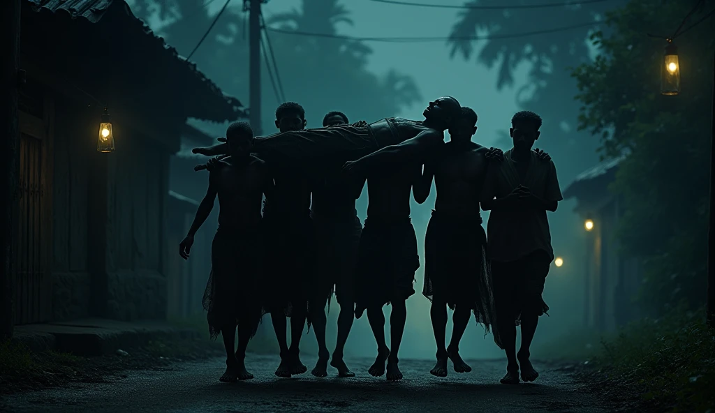 Bangladeshi men protesting in flood in rural area