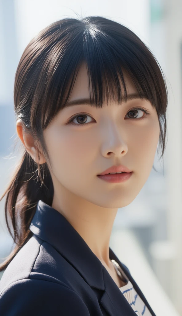 Realistic Japan Woman,Face,20 years old,sad,side view