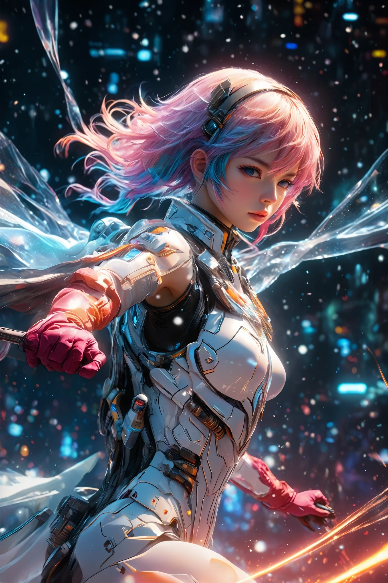 photorealistic showing the subject from directly above、photons、polygon、Neon Signs、Double Exposure、A world of ice、gloves、 detailed face 、whole body、Colored Hair、 action、4K、anime art wallpaper 8k、 highly detailed digital art in 4k 、 amazing artwork in 8K 、UHD 4K、Digital cyberpunk anime art、modern art、( anatomically correct、 high detail、 best quality)、 fractal art、whole body、Carbon、white、Euclid、military、 colorful hair、 detailed face 、 best quality、サイバーパンクanime art wallpaper 4k、anime art wallpaper 4k、 Anime Art Wallpaper 8k 、 Anime Style 4k 、4K detailed digital art、 highly detailed digital art in 4k 、whiteい背景、 amazing artwork in 8K 、Beautiful Art UHD 4K、Digital cyberpunk anime art、 Colloidal Painting 、Art Nouveau、 female, fantasy, fantasy art, fantasy, fantasy, epic fantasy digital art style, knight、 epic fantasy art style hd,