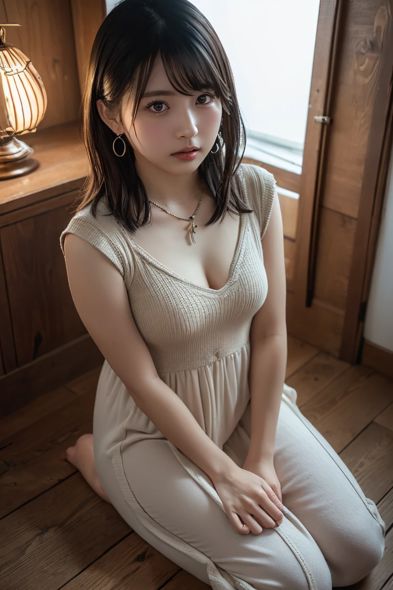 ((Wide-angle photography, Sex Photo, Clear photos, Take a full body photo:1.5)),
(Trendy fashion for work, Crew neck short sleeve T-shirt, Long skirt:1.8),

(No bra, The shape of the nipples is visible,rich,Beautiful thighs,Ultra-detailed skin,Small pores in the skin:1.4)
((Her body is incredibly beautiful and stylish, She has an angry look:1.4)),
((Cowgirl:1.5)),

((32 years old, Beautiful sister in law, Naughty lips, Sexy body, Body facing forward:1.4)),
((Small breasts, Flat Chest, chest is slightly drooping:1.2)),
((Large bedroom, Spotlight:1.4)),

Eye focus, Narrow shoulders, Beautiful clavicle, Thin arms, Thin legs, The back of the hand is beautiful and feminine, Slim figure, Soft belly, Tight waist, Highly detailed face, super detailed breasts, Ultra-detailed skin, Fair skin, Shiny skin, Ultra-detailed lips, Fuller lips, Thick and soft lips, Glossy pink lips, Blushing, White teeth, blue eyes, Beautiful actress makeup, Intense and cute makeup, Pink lipstick, Dark brown hair, Delicate and soft hair, (Put your hair up, Fluffy short bob, ponytail:1.2), (Sweep your bangs to the side:1.2), (Stylish earrings,necklace:1.2),
