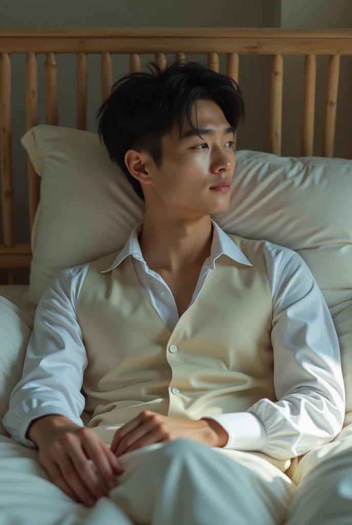 1boy, handsome male, face, beard, white background, wearing black longyi, white shirt, amm mc outfit, acmm tp outfit, acmm cp outfit, wearing acmm top, very attractive, blurry_background, (high detailed skin:0.8), 8k uhd, dslr, soft lighting, HDR, warm light, high quality, film grain, Fujifilm XT3,