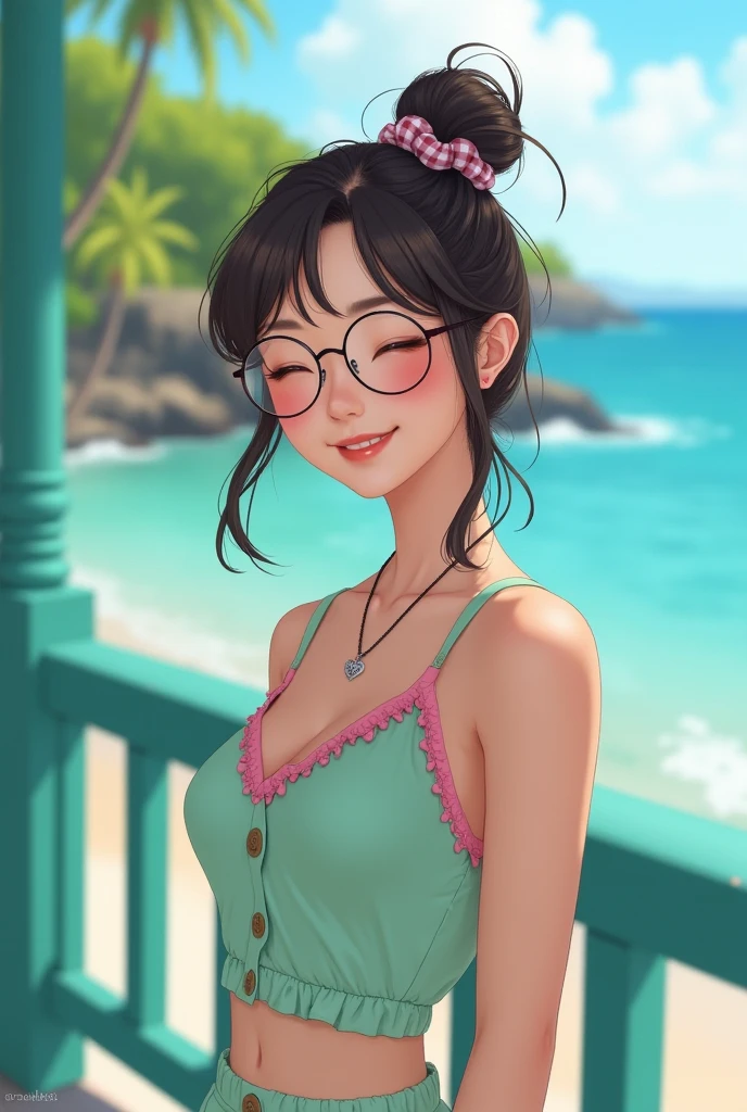 sexy、Cool woman、sunglasses、Nice、Ray-Ban、Floral print swimsuit、