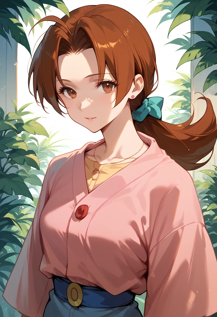 (Delia Ketchum, mature body,Brown Hair, Brown Eyes )