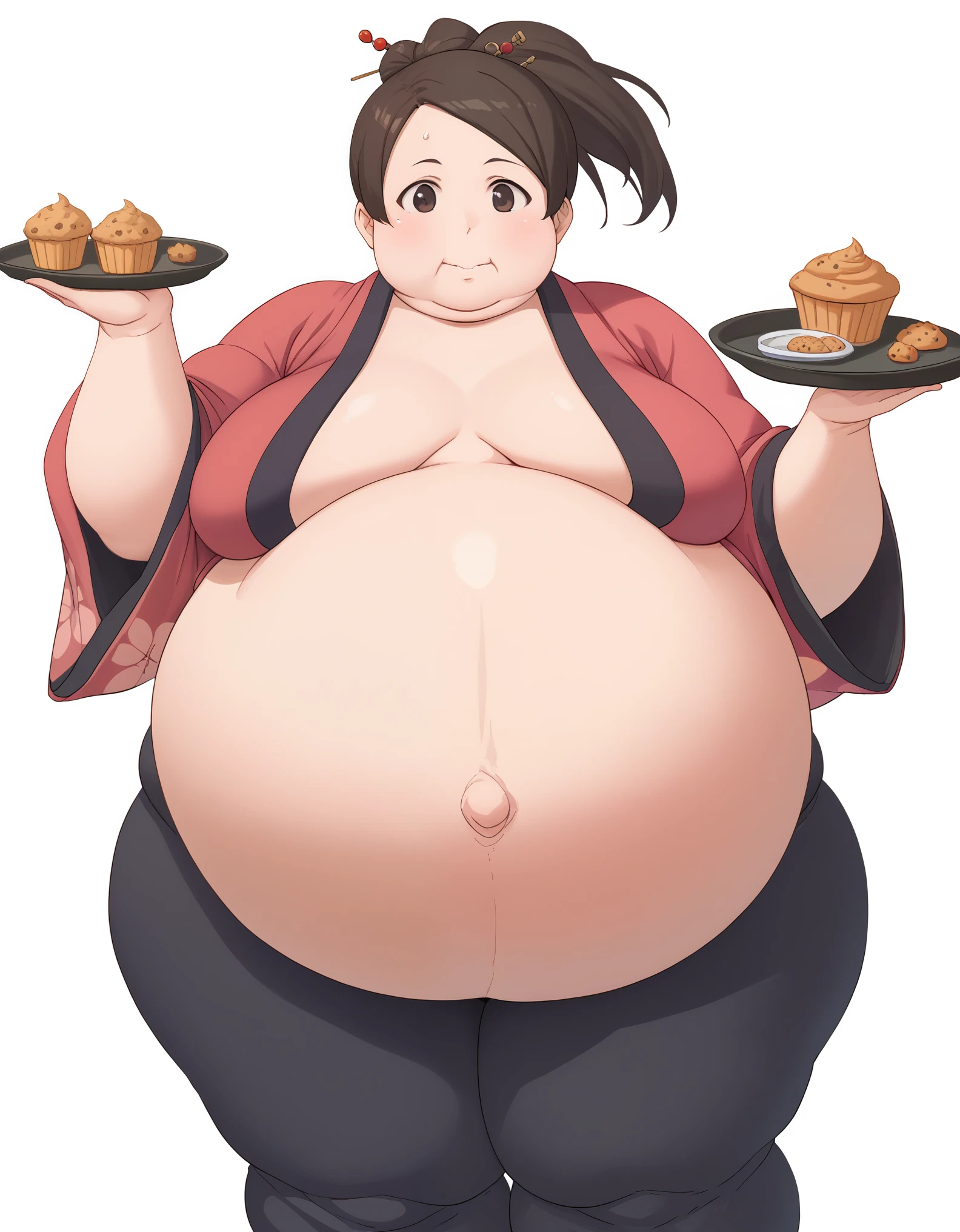 score_9, score_8, score_7, source_anime,
fuu, kimono, hair ornament, hair stick, ponytail,
1girl, kitchen, cooking, confused,extremely obese, (obese belly):1.7, (obese legs):1.5, fat rolls, SSBBW Adeline body,(thicc:0.5), (WeightImmobile:1.3), (obese:1.2) (round face:1.3), huge belly, wide hips,muffin top, pudgy, Big Baby Bump pregnant, Big boobs, Big pregnant Belly, Big Pregnant girl, Largest Belly of Pregnant, Huge Pregnancy, Huge 9 months Pregnancy Belly, huge belly expansion, huge belly girl, morbid obesity,800lbs,enormous fat belly, rolls of fat, fat thighs, Massively Bloated Abdomen, ridiculously large spherical Belly, oversized spherical stomach, ridiculously oversized pregnant belly, huge stomach