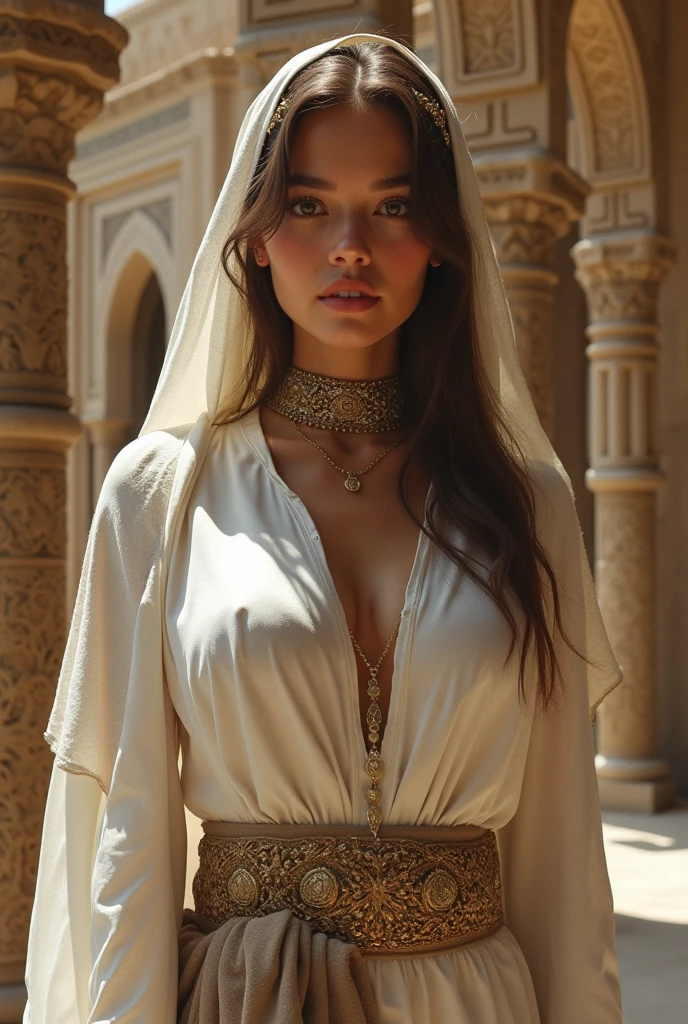 mujer muy hermosa, elegante, vestida como arabe, detallada, realista, 8k,