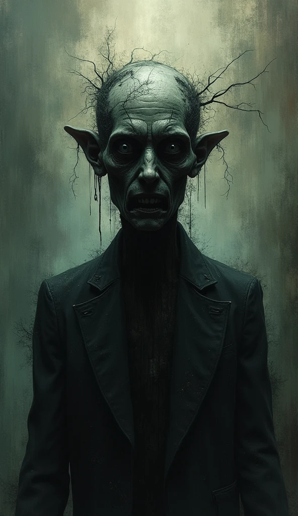 The head in dreams takes on a more sinister appearance, with shadowy, evil spirit figures reaching out towards the person in the background.