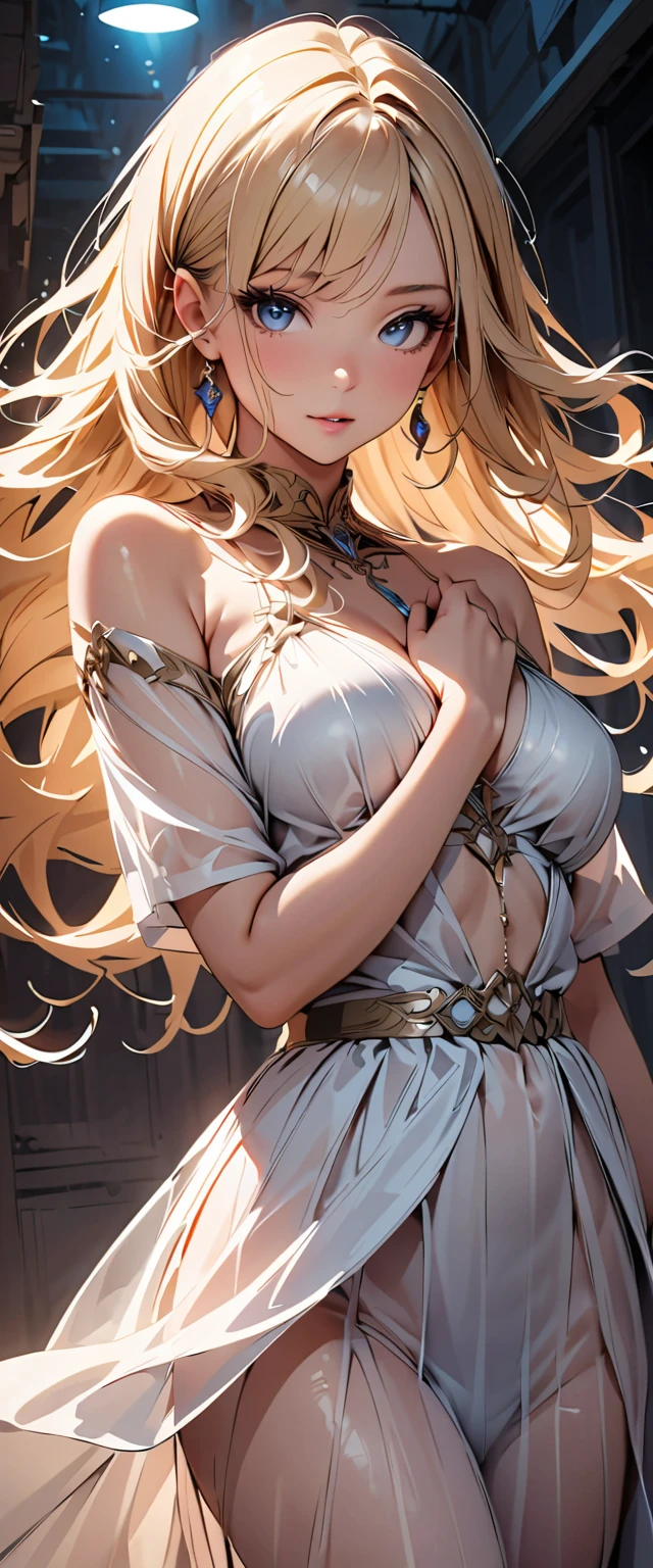 (only one person),Dark sky,((Winter)),dark clouds,Ice Crown,goddess,(Short flowing hair),Sexy,noble,grace