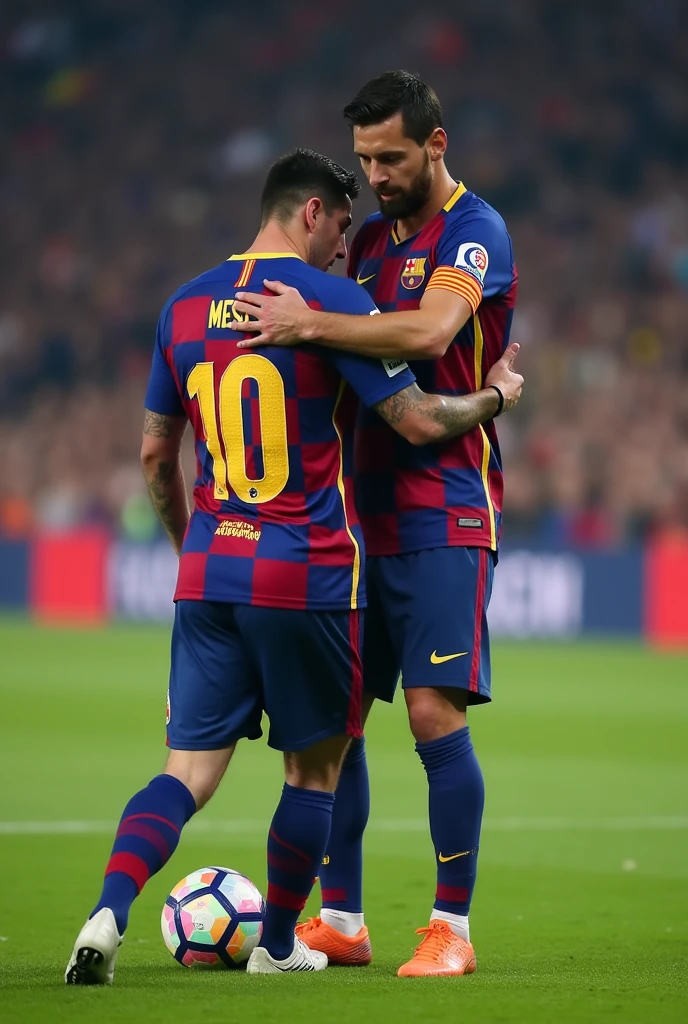 Neymar kissing Messi's bum bum