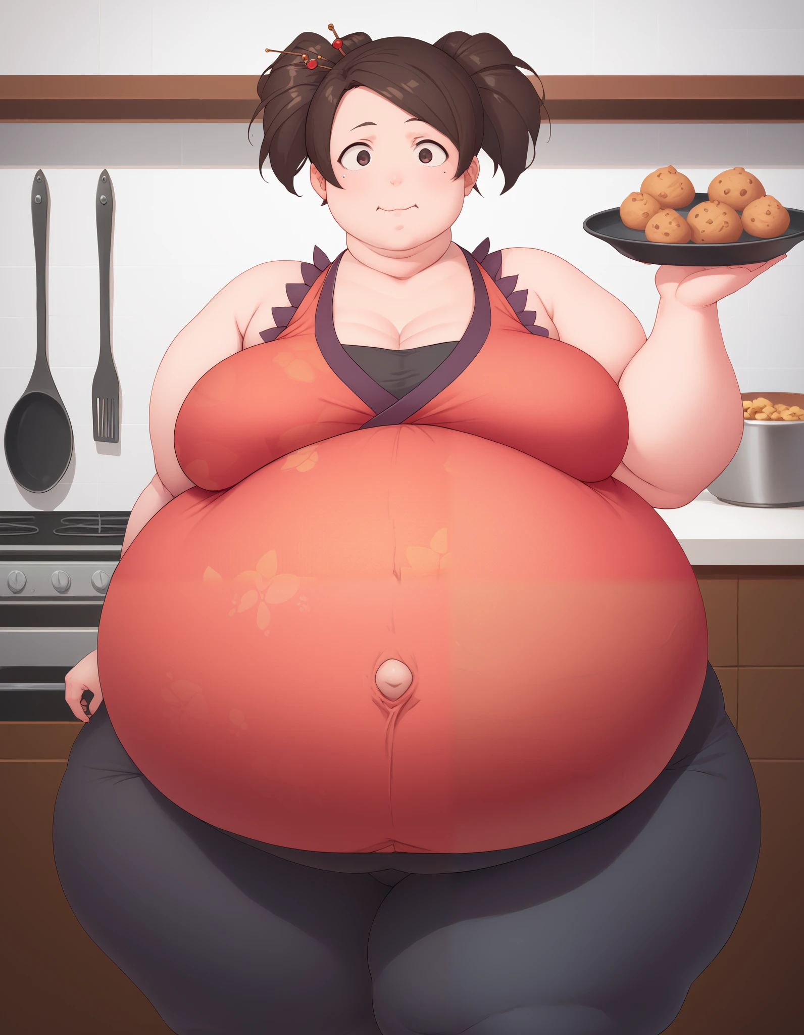 score_9, score_8, score_7, source_anime,
fuu, kimono, hair ornament, hair stick, ponytail,
1girl, kitchen, cooking, confused,extremely obese, (obese belly):1.7, (obese legs):1.5, fat rolls, SSBBW Adeline body,(thicc:0.5), (WeightImmobile:1.3), (obese:1.2) (round face:1.3), huge belly, wide hips,muffin top, pudgy, Big Baby Bump pregnant, Big boobs, Big pregnant Belly, Big Pregnant girl, Largest Belly of Pregnant, Huge Pregnancy, Huge 9 months Pregnancy Belly, huge belly expansion, huge belly girl, morbid obesity,800lbs,enormous fat belly, rolls of fat, fat thighs, Massively Bloated Abdomen, ridiculously large spherical Belly, oversized spherical stomach, ridiculously oversized pregnant belly, huge stomach