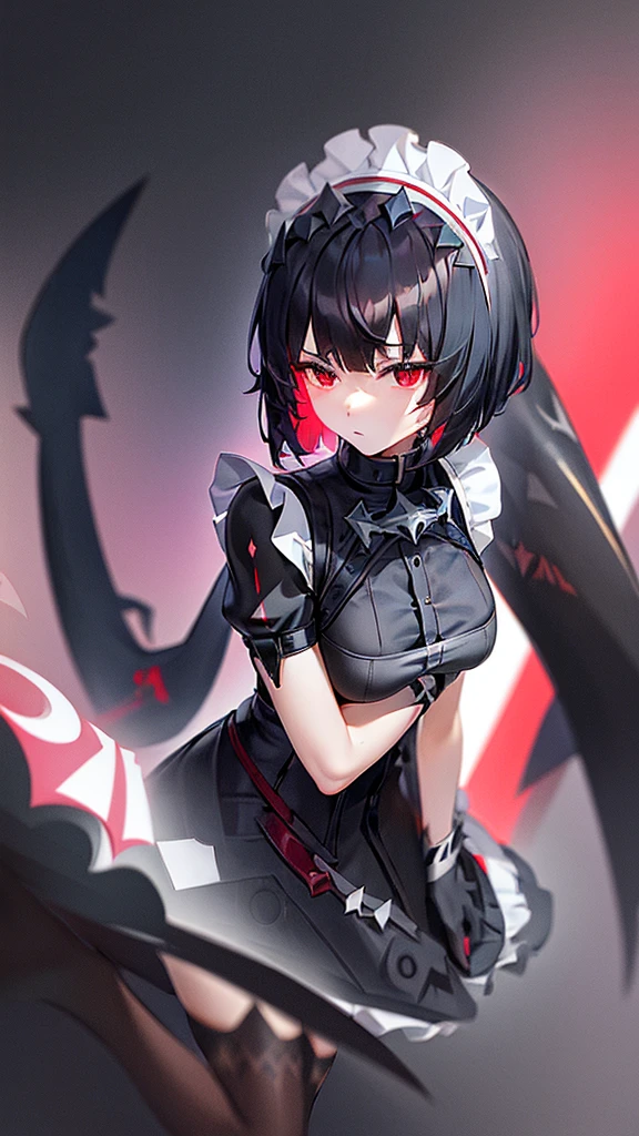 (masterpiece, Highest quality, Highest quality, (No text), beautifully、aesthetic:1.2),No text,anime、 High resolution　break,One Girl，Short black hair　Beautiful Eyes　Red eyes　beautiful girl　nice　smile　Black coat　mini skirt　whole body　Night view　Detailed eyes and face