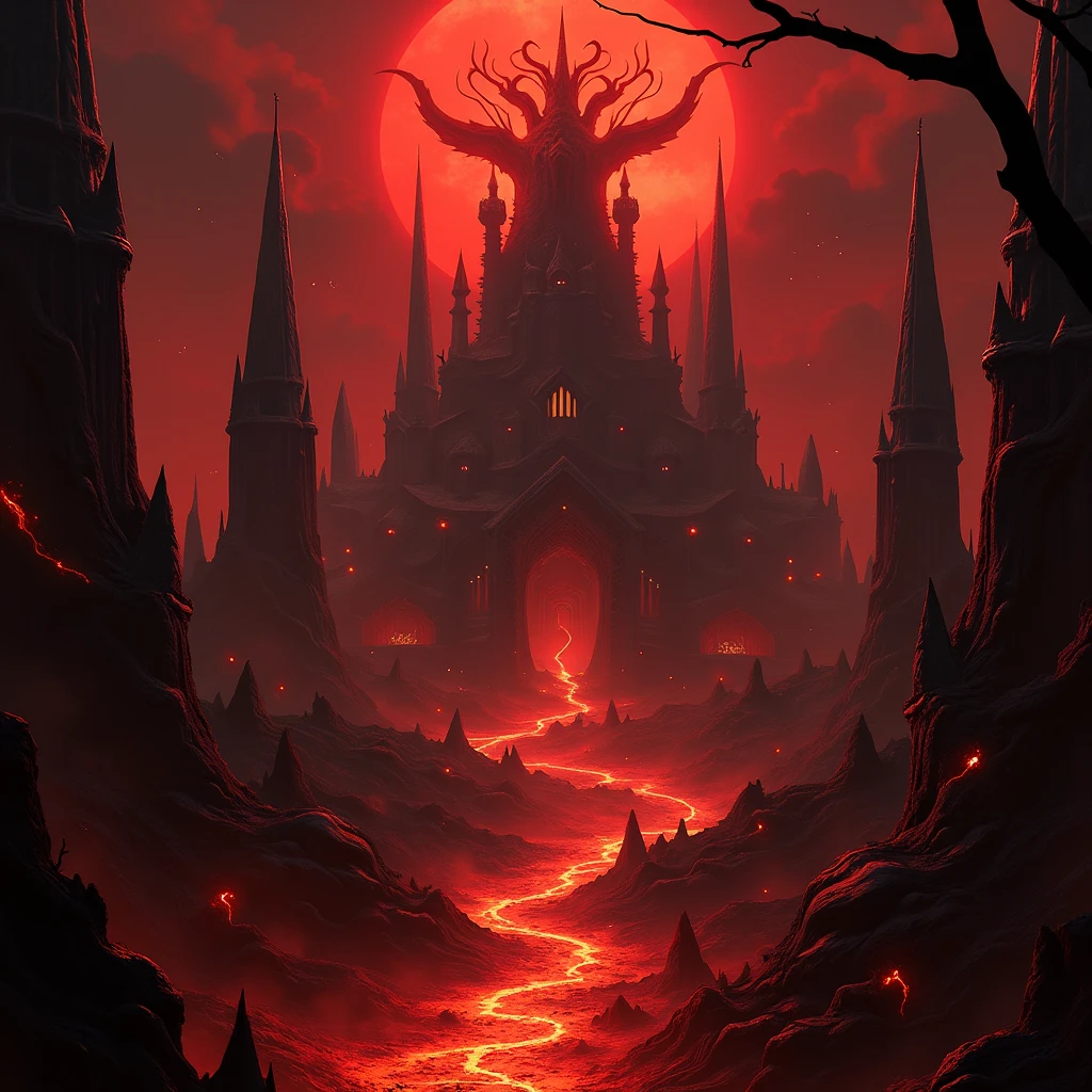 Pandemonium , the capital of hell ,
aesthetically pleasing, beautiful, High definition, highly detailed , drawing , asymmetry , random angle