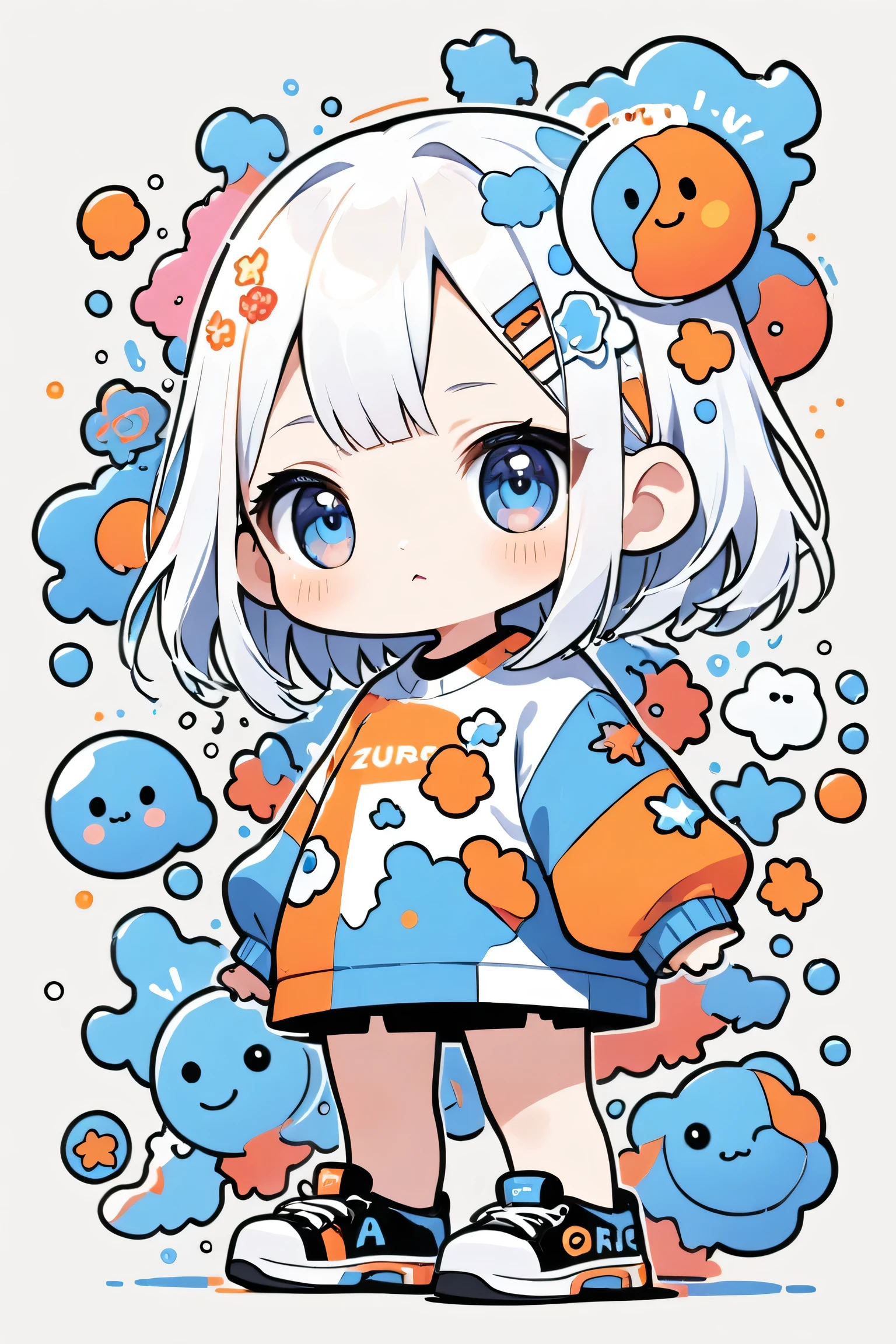 Ultra-realistic Seizo Watase style, Simple line acronym abstract art, Cute design, Cute amoeba, (((Background is discarded))), Street fashion,