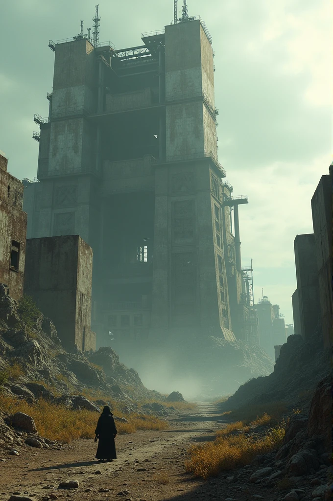 Create a post apocalyptic landscape with big infrastructure like in the movie Emperor