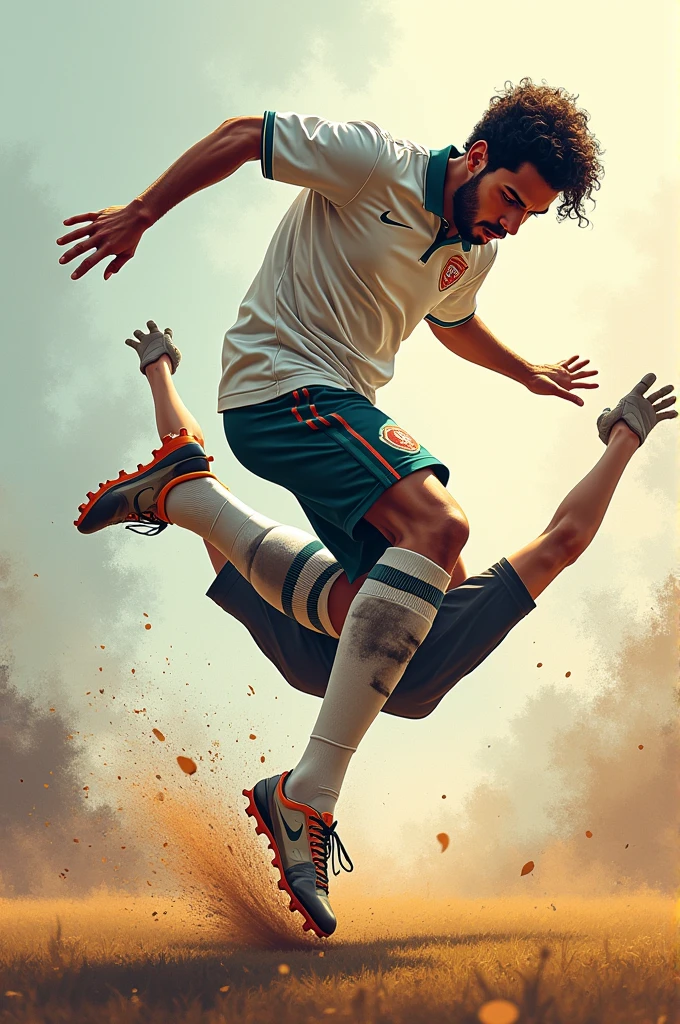(masterpiece, best quality, high quality: 1.4), a soccer player performing a bicycle kick, wearing white, anime sky background, professional art, intricate details, field of view, sharp focus, detailed painting, masterpiece, cinematic lighting, daytime, pixiv trend, rpg, anime format