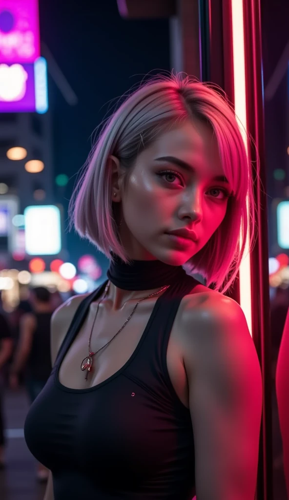 "Ultra high resolution, UHD, Ultra-detailed, hyper-realistic skin texture, high-quality rendering, Photorealistic portrait ,1Lucy " walking on the streets of night city , (Masterpiece, high resolution:1.4),(futuristic city at night, neon lights:1), ((red eyeliner:3.5)), ((makeup:3.5)), (photography:1.1), (photorealistic:1.1), volumetric lighting, dynamic lighting, real shadows, (highres:1.1), sharp focus, (realistic, hyperrealistic:1.4), intricate, high detail, dramatic, subsurface scattering, big depth of field, vivid, polished, sharpened, ((full Sharp)), (extremely absurdres),16k hdr,, Red eyelinier 