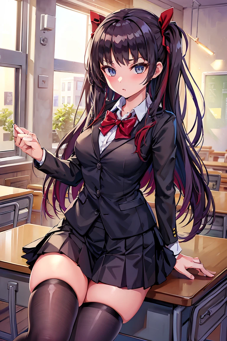 School uniform, Rin tohsaka, classroom ,  garter belts,