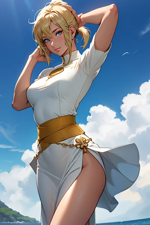 (( 1 girl), Sayla Mass, elegant ), Bend your waist、woman'whole body、 very familiar , mature woman,、Bright smile、shy、、Expressions of joy、 、charm的、charm、Bob Short、bangs、Shining Blonde Hair 、 blue eyes、length, shapeの良いまつげ 、Perfect Eyes、Narrow eyes、 shiny pale pink lips 、(Plump slender body of a mature woman、 plump body :1.3、shiny skin、 beautiful :1.1、 thin waist、beautiful 、 thick thighs 、beautiful length legs)、Perfect Arms、 Perfect Hand 、Perfect means、 Perfect figure 、perfect 、(Army Pink Uniform Dress、Short super )、Gloves、 boots、( Super I can see the pants inside her skirt), ラクダのつま先, lilac lace shorts 、真っ赤なロング boots)、 Perfect Hand 、 sweated、 sweated、 steam、steam、Sore inner thighs、 Pose Gestures、Cheeky Pose、( put your hands on your 、 legs)、, Shrapnel、the above、 COWBOY SHOOTING , no gravity, shape, Movie Lighting、Diffuse lighting, sharp concentration、 Fisheye Lens 、Wide-angle lens、 bright color , Practical Light, ( with blurry backgrounds :1.1)、 best quality, Disorganized , Good quality、Realistic, 超 high definition , masterpiece、 high definition 、超 high definition 、8k