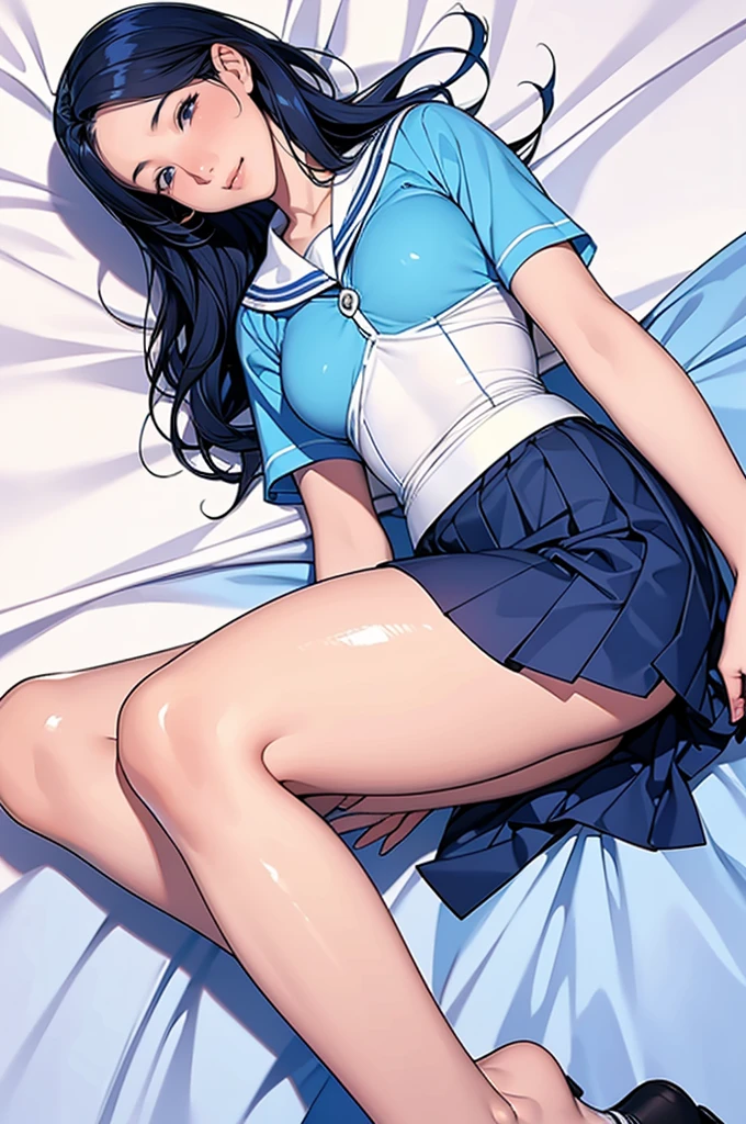 NSFW　(highest quality:1.5, High resolution, 超High resolution, 4K, Detailed lighting, Shaders)(masterpiece:1.2){{Sailor Mercury}}１４Year　so beautiful,　Super Slender　((Very small breasts)) highest quality, Realistic, Complex, Overall Details　Blue Hair, Magical girl, Blue eyes, Blue Skirt, Cute white panties白い肘までの長さの手袋, tiara, Pleated skirt ,Blue long boots　Light Blue Sailor Necklace, mini skirt, choker, blue choker, White gloves　Cute white panties　((Wet)) Bedroom　bedの上　{{{{topless}}}}++ Completely naked　My clothes get torn　Take off　(　masterpiece, highest quality, 1girl, (nsfw:1.0), Spread your legs, seat, Elevate your legs, nude, (Pussy Focus:1.0) Sweat, Shiny skin, Heavy breathing, ( Sex, sexual intercourse, Insert, Hetero, Motion Lines, Motion Blur, Talking Spirit:1.1), (Lying, Lying on your back, bed,Subjective:1.1)