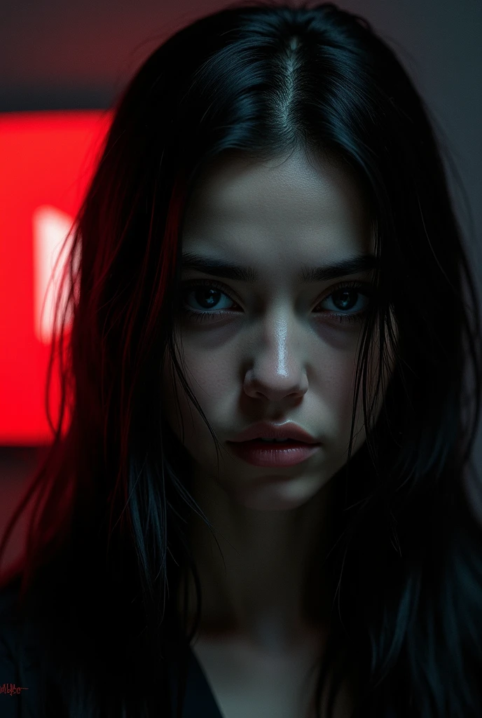 Face Black eyes black hair, background sign of YouTube