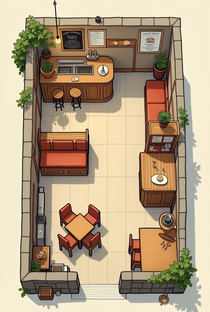 floor plan of a sandwich shop