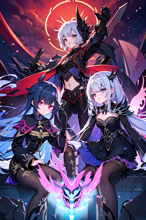 The black-haired female emperor, the white-haired female emperor, and the purple-haired female emperor stood by the bed together, and the momentum between them was very powerful. The black-haired female emperor was dressed in black leather armor, holding a heavy black long sword, and her expression was resolute and cold. The white-haired female emperor wore a gorgeous crown, wore a white glow robe, and had deep wisdom in her eyes. The purple-haired female emperor wore a purple robe, held a staff shining with purple light, and wore a purple gem.
The three female emperors faced each other, staring at each other, not giving in to each other. Their eyes all showed a murderous aura and a thirst for victory, as if a life-and-death battle was going on between them. The whole room was filled with a strong atmosphere, as if telling the tension and intensity of this battle. At this time, the black-haired female emperor suddenly got up, and the long sword in her hand was like a black lightning, rushing towards the white-haired female emperor, and the purple-haired female emperor immediately joined in. The three of them began a fierce and brutal battle, and the whole room became chaotic in their fight.