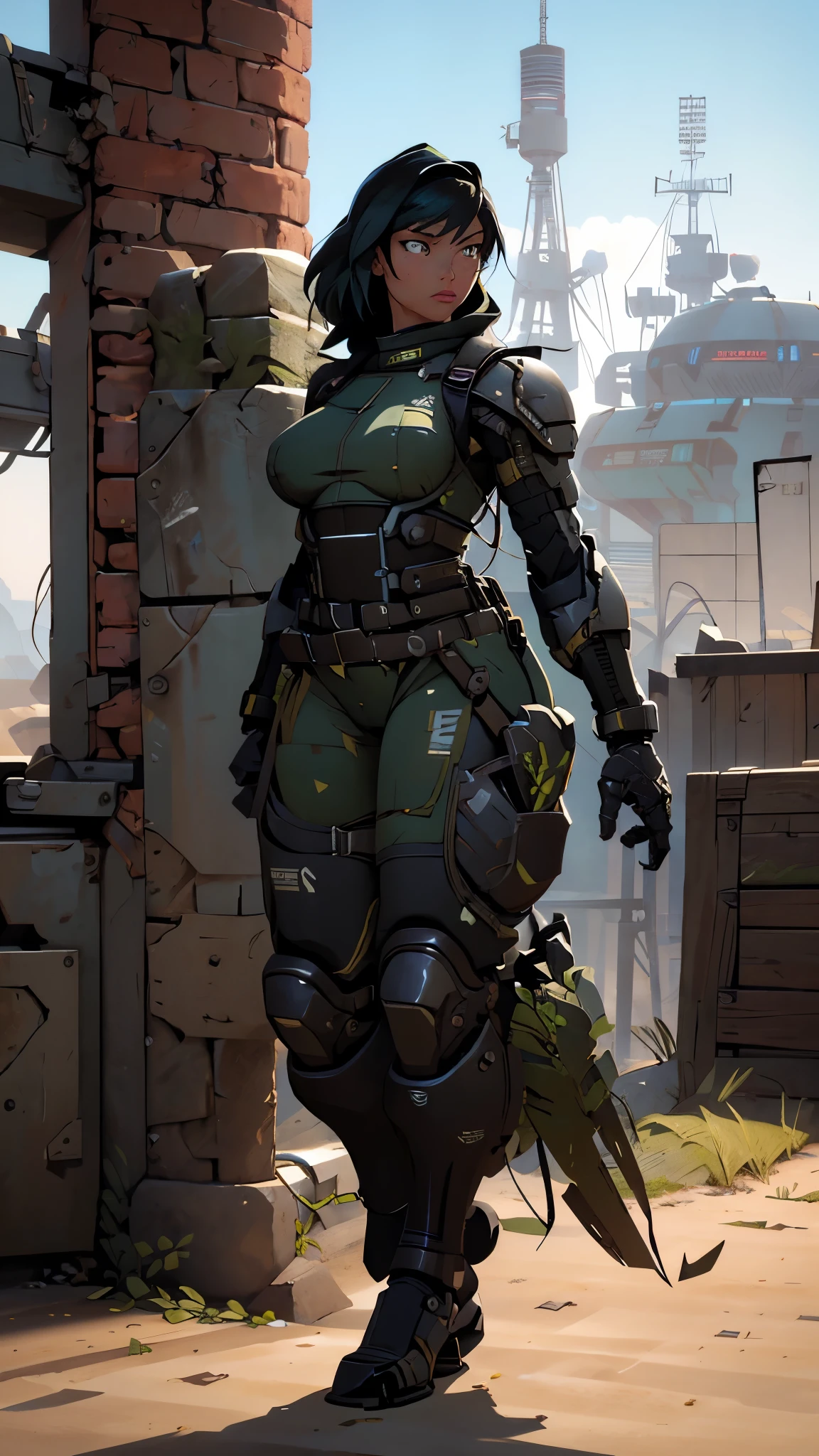 Beautiful female soldier in a green uniform holding a gun, tattered military gear, mechanized soldier girl, oversized mechanical exoskeleton arms and legs, inspired by Masamune Shirow, girl in mecha armor, mechanized valkyrie girl, cushart kenz, ry girl, Bare Skin, Athletic Well Toned Body, sweaty skin, Barely Clothed, cammo patterns, Beautiful Face, dieselpunk Theme, Fiverr Dnd Character, Octane Render, Digital Art, Extreme Detail, 4k, Ultra Hd, Polished, Beautiful, Hyperdetailed, Intricate, Elaborate, Meticulous, Photorealistic, Sharp Focus, Wlop, Character Design, Unreal Engine, 3d Rendered, Volumetric Lighting, Reflections, Glossy, Digital Illustration, Pose, Suggestive Pose, Lewd, Full Body Shot, naked, nude, uncovered breasts, exposed breasts, exposed crotch, vissible nipples, puffy vagina, anatomically correct 💖❤💕💋