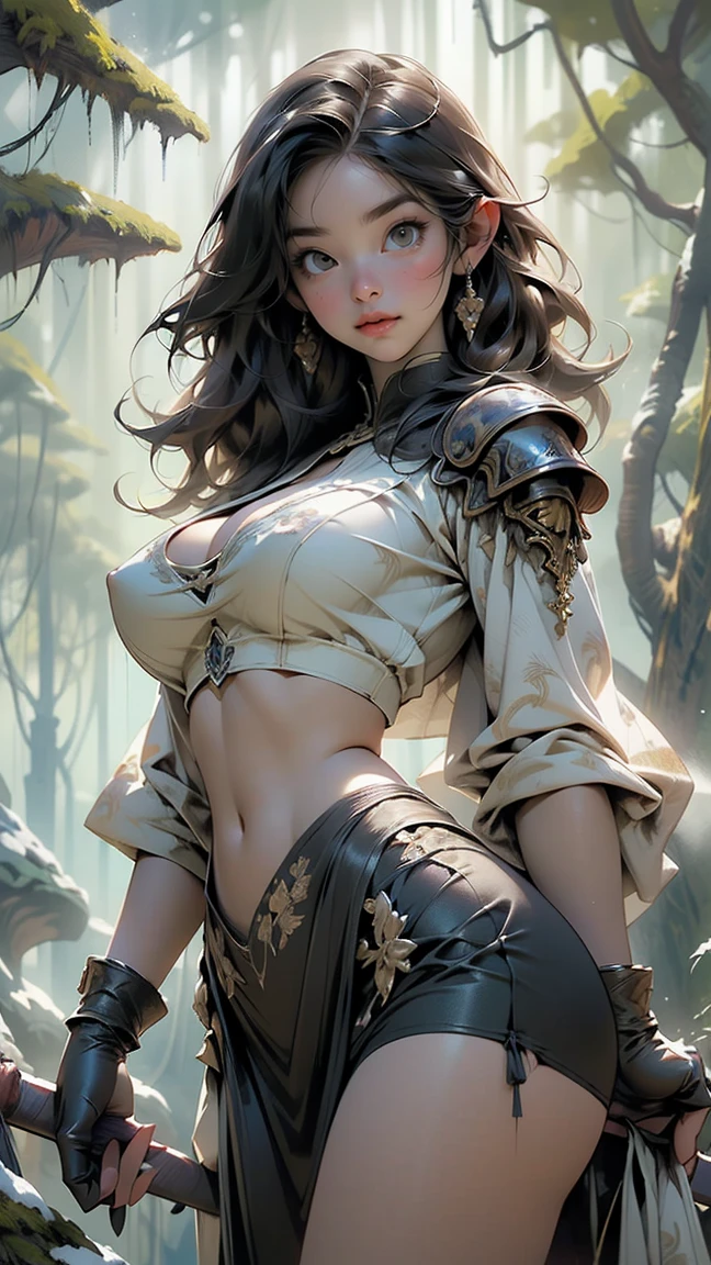 ((Ava Gardner)), Beautiful full-bodied woman, 30 years old, muscular and perfect body, (((Viking warrior))), long dark hair with moths and with little clothing, tiny thong, (((bra made of dragon scales))), holding the severed head of a demon, large breasts, generous neckline, ((holding a bloody Nordic sword)), splashed blood on the body, brave face, dark kingdom,  Sexy pose, walking in a wilderness, active volcano in the background, medieval era