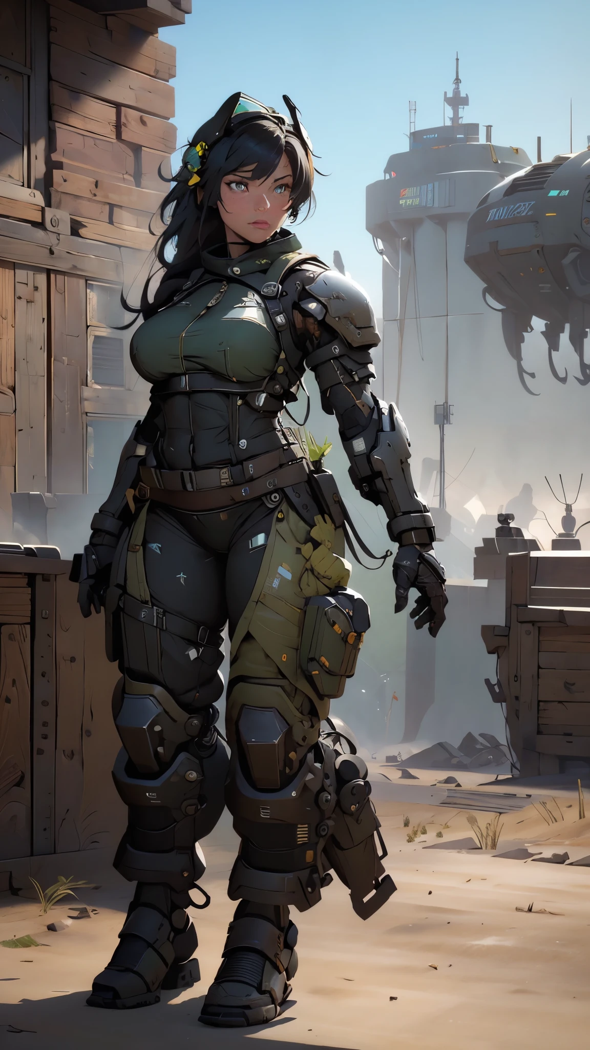 Beautiful female soldier in a green uniform holding a gun, tattered military gear, mechanized soldier girl, oversized mechanical exoskeleton arms and legs, inspired by Masamune Shirow, girl in mecha armor, mechanized valkyrie girl, cushart kenz, ry girl, Bare Skin, Athletic Well Toned Body, sweaty skin, Barely Clothed, cammo patterns, Beautiful Face, dieselpunk Theme, Fiverr Dnd Character, Octane Render, Digital Art, Extreme Detail, 4k, Ultra Hd, Polished, Beautiful, Hyperdetailed, Intricate, Elaborate, Meticulous, Photorealistic, Sharp Focus, Wlop, Character Design, Unreal Engine, 3d Rendered, Volumetric Lighting, Reflections, Glossy, Digital Illustration, Pose, Suggestive Pose, Lewd, Full Body Shot, naked, nude, uncovered breasts, exposed breasts, exposed crotch, vissible nipples, puffy vagina, anatomically correct 💖❤💕💋