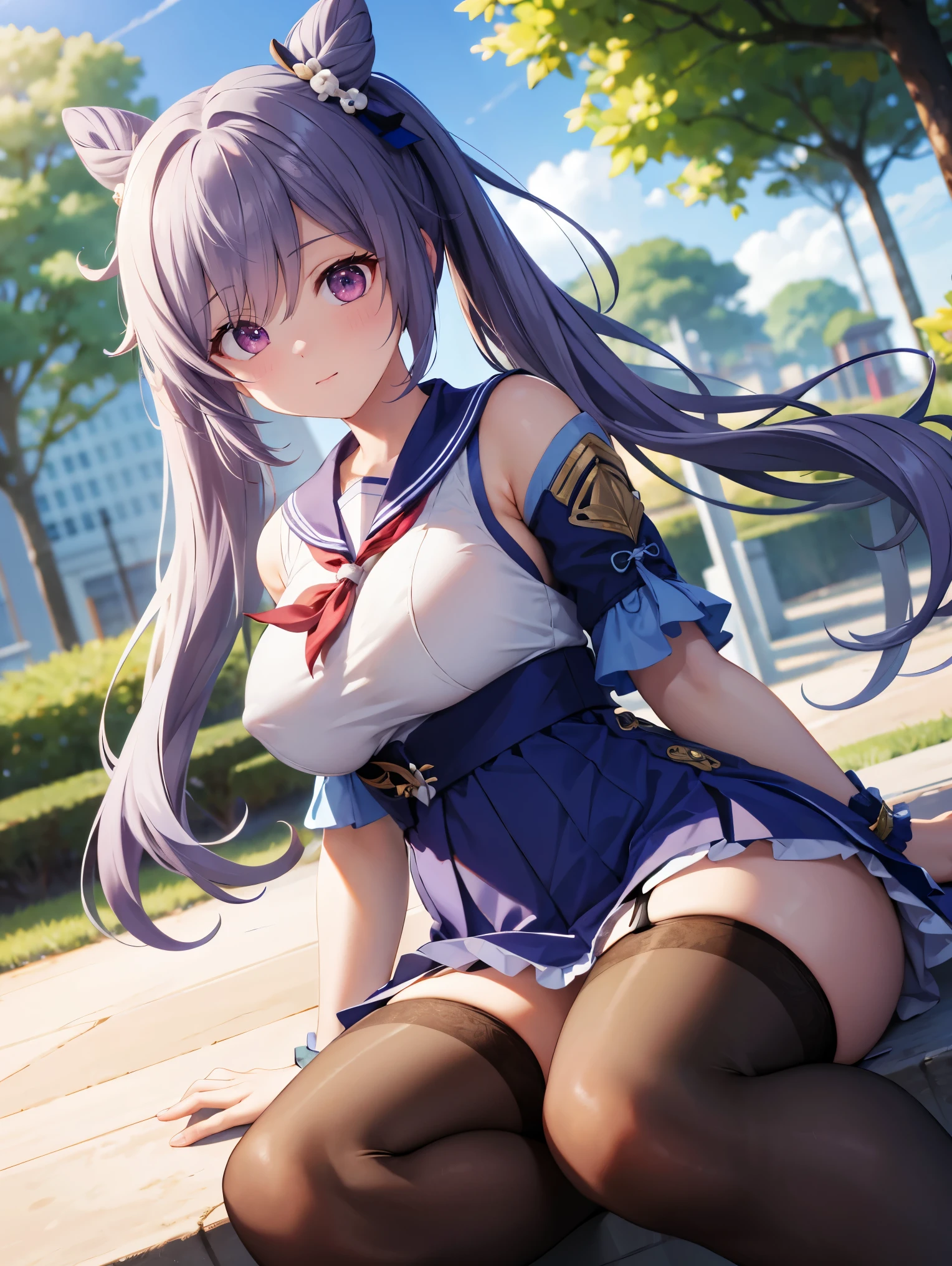 ((Masterpiece)), (((Best quality))), ((Extremely detailed)), Colorful, hdr, 1girll, Solo, Luo Tianyi (Kushki), (Gushki thighs:1.2),,with no underpants