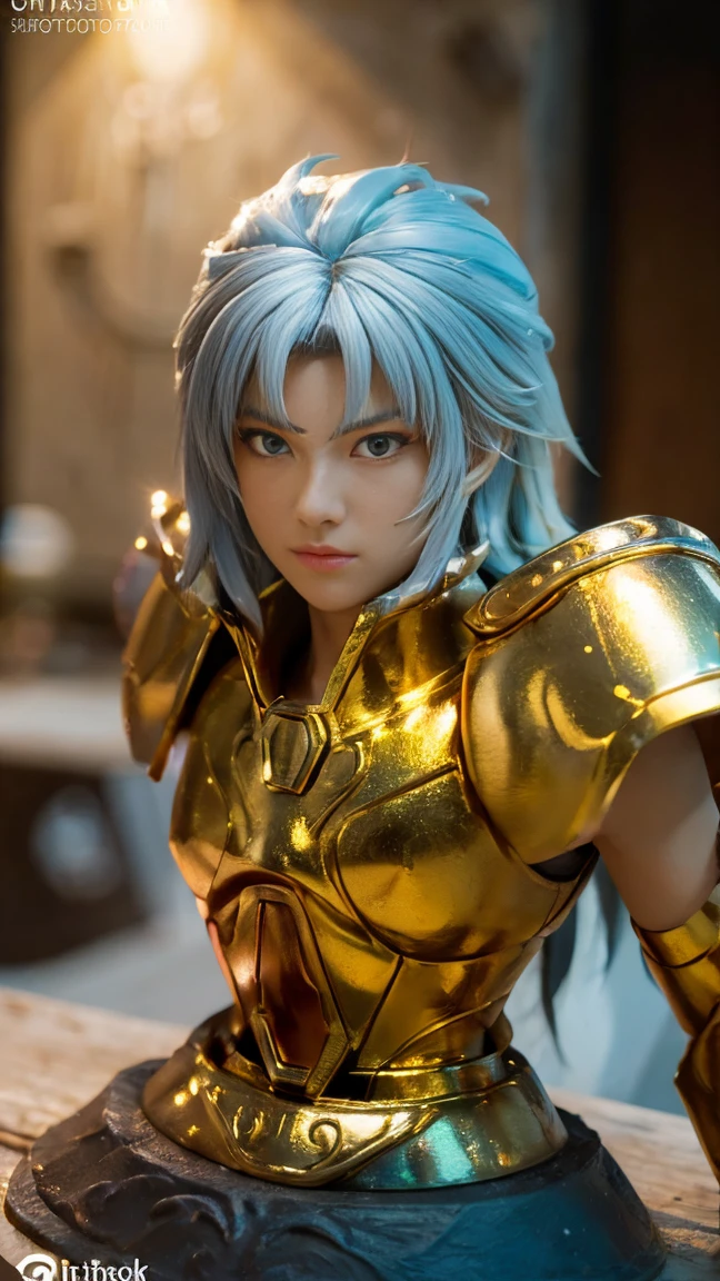 dermis,Asian skin color,The thighs show the skin,Plump breasts, Ultra-high saturation(tmasterpiece), fully body photo,(best qualtiy), (1girll),super wide shot, sface focus, Wearing golden Pisces armor, sexy armor,No underwear,Naked,Red roses in your hands,Bling armor,Fine fine skin,Expose your chest,Expose the waistline,Exposing thighs,cool-pose, Saint Seiya Armor, messy hair,highly detailed realistic photograph of,god light, super sharp focus, Ultra high quality, vibrant, (extremely giant breasts:1.7), (Bare breasts:1.4), , Long hair, (Shiny skin:1.4), shiny lip, Very big ass, shades, Sexy, Masterpiece,Ultra-high saturation,hight contrast,High-gloss armor,Smooth skin,smiling expression,Pale blue hair