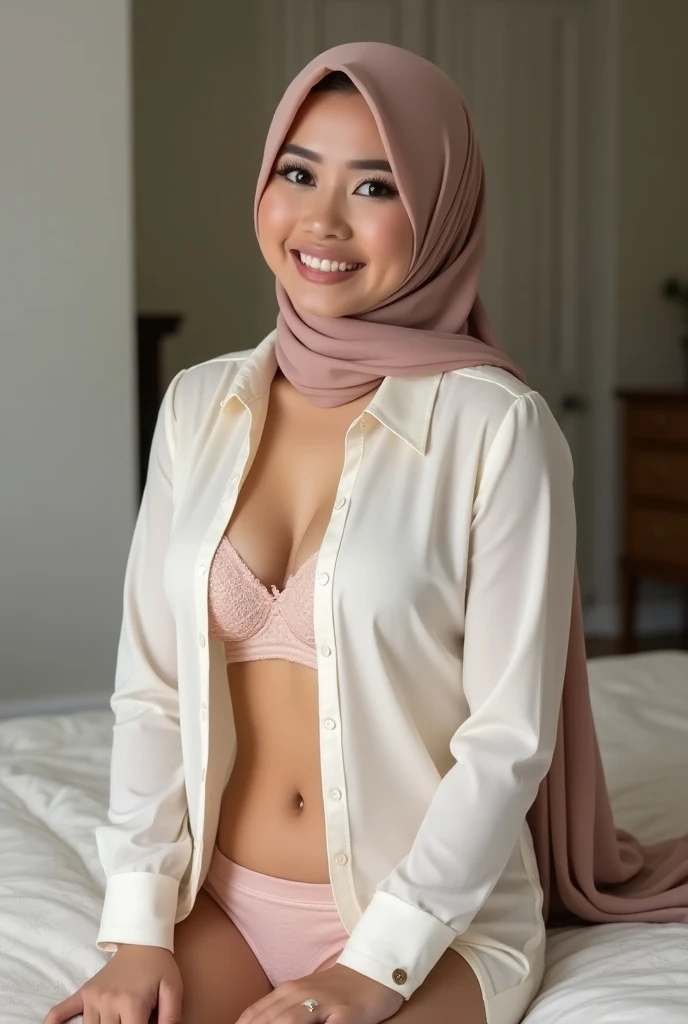 Smile (Transparent lace hijab), The 65-year-old mother is naked, her body is very thin , (Sitting), (High Quality), (4k resolution), (Tigh Mini Skirt).