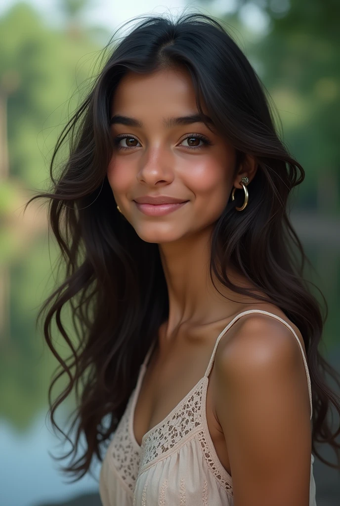award winning photo of an Arabic girl, petite body, naked, perky , (lesbian:1.2), (kissing:1.2), deep tan skin, long curly hair in a ponytail, smiling at camera, goofy happy expression, tropical oasis, low angle perspective, by lee jeffries nikon d850 film stock photograph 4 kodak portra 400 camera f1.6 lens rich colors hyper realistic lifelike texture dramatic lighting unreal engine trending on artstation cinestill 800, dark, deep shadow, high contrast