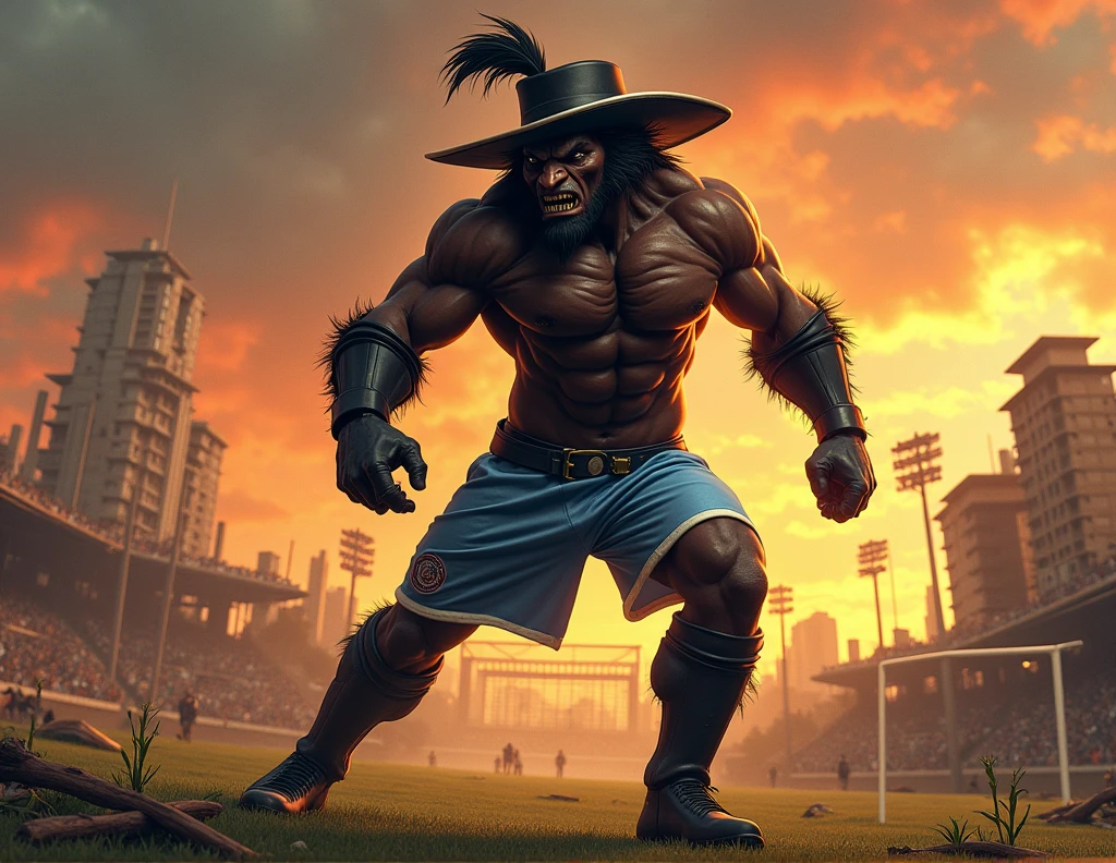 The Rock playing cricket and wearing mogli costume 