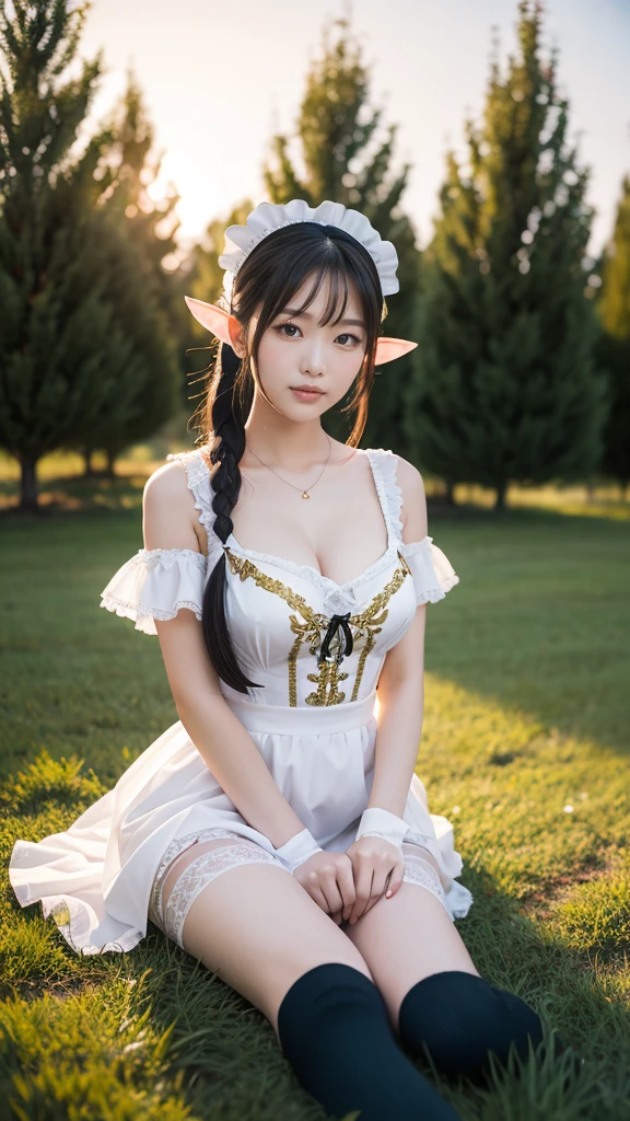 Masterpiece, Best Quality, 1 girl, 80's anime style, Tohru, maid, dragon horns,