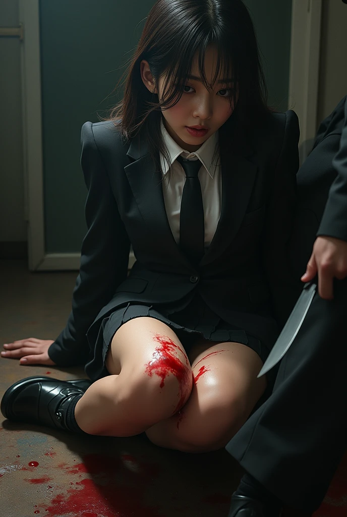 Criminal Woman、Horror、Gruesome Corpse、Sick face、zombie、Bloody、Face full of blood、Crazy Woman、Spider Riding、Long Tongue、Covered in red blood、Place your elbows on your knees、Slouching Yankee Sitting、Cheers、looking at the camera、high resolution、Realistic skin feel、tall、Thigh muscular、Black Pantyhose、folds of belly flab、Squat pose、show off、black tights、smile、Looking up、ahegao、Blood、injury、Full of injuries、bruise、Half-dead、Short black hair、Age 35、Flesh toilet、BloodまみれZombie Woman、transformation、Shortcuts、cuts all over the body、Blood all over my body、Zombie Woman、Kichigai、Big Breasts、Spread your legs wide、Pussy、Masturbation、