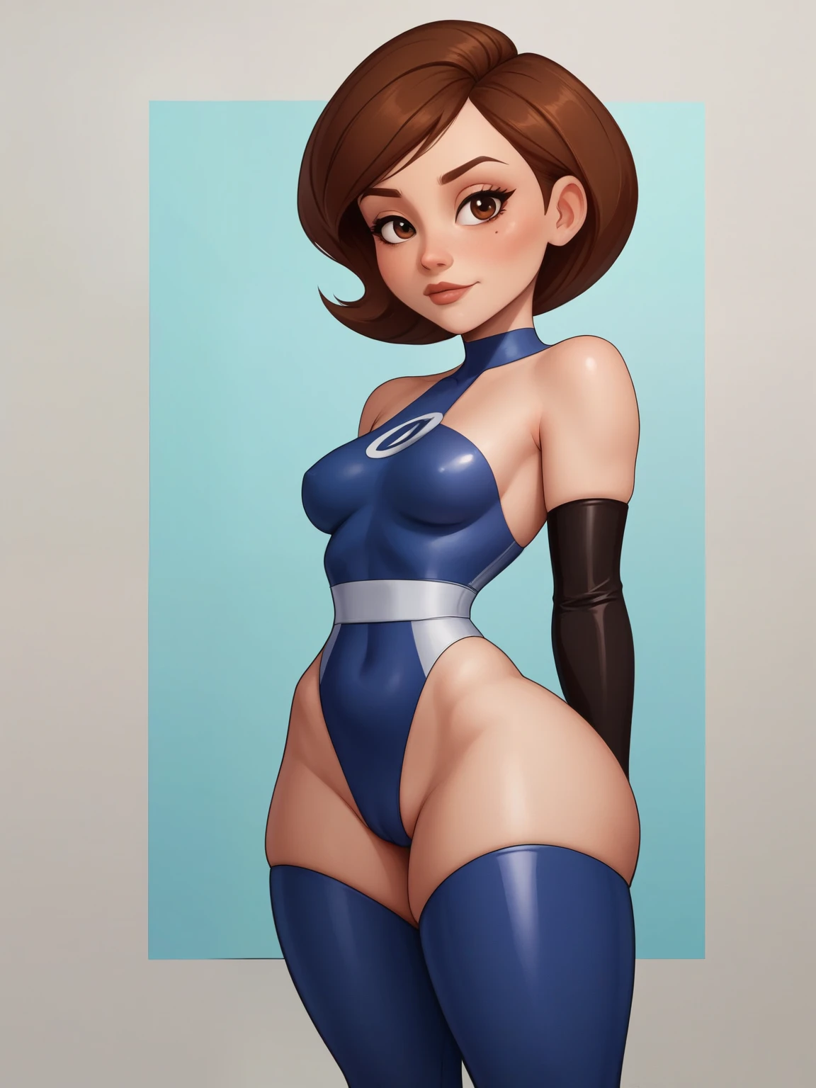 check_9, check_8_Ex, check_7_Ex, check_6_Ex, check_5_Ex, check_4_Ex. Helen Parr.  narrow waist .   small saggy breasts .  big thighs and buttocks .  Brown hair .  brown eye . medium square .  elastic girl costume